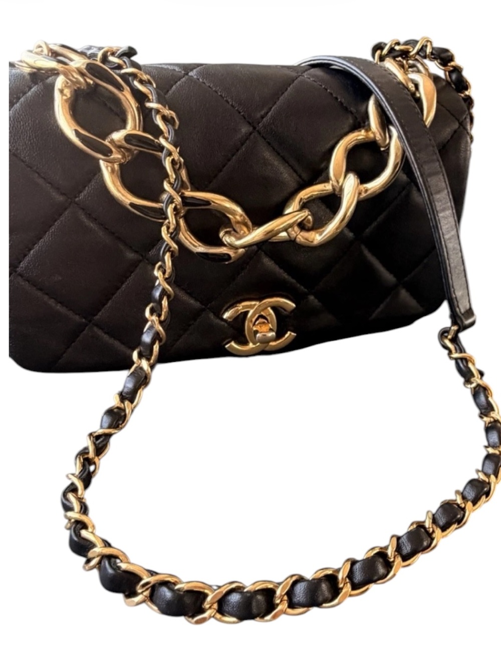 Chanel Flap Bag Black Quilted Lambskin Leather GHW